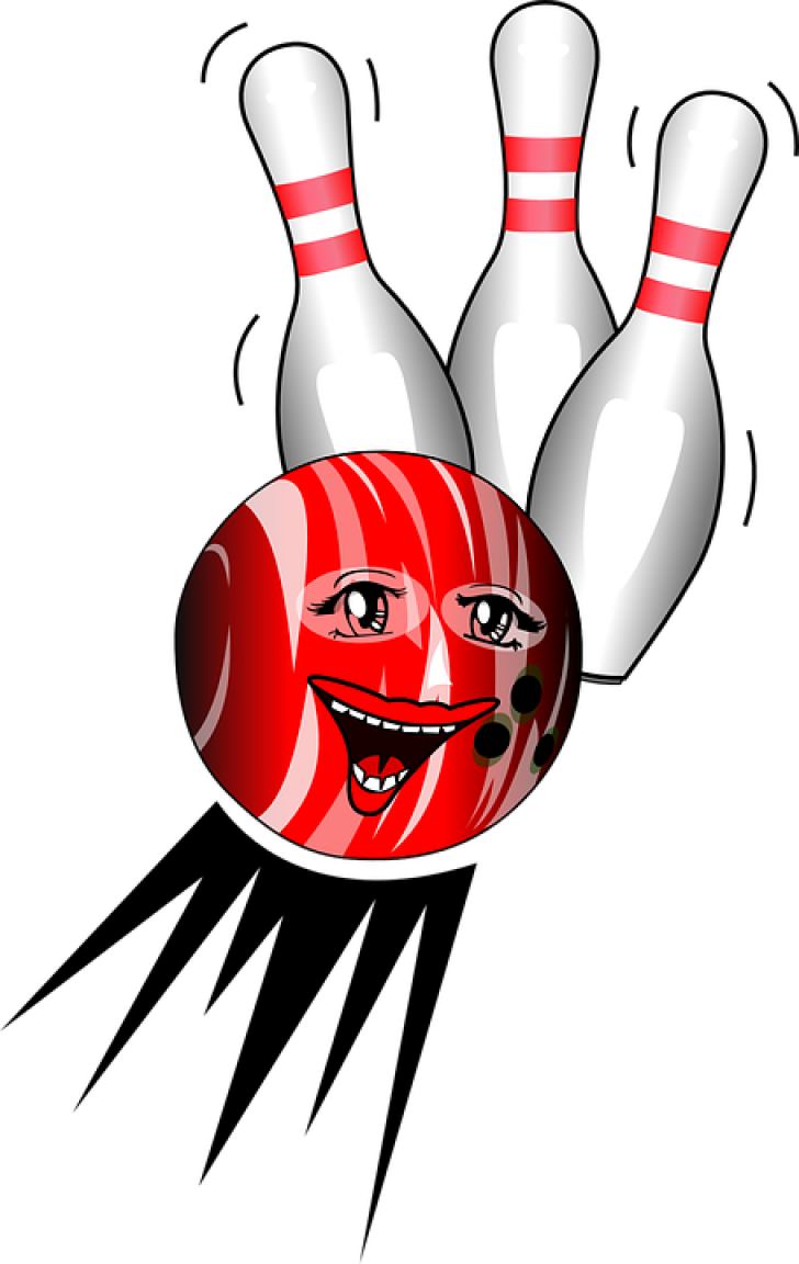 Animated Bowling Ball Striking Pins PNG Image