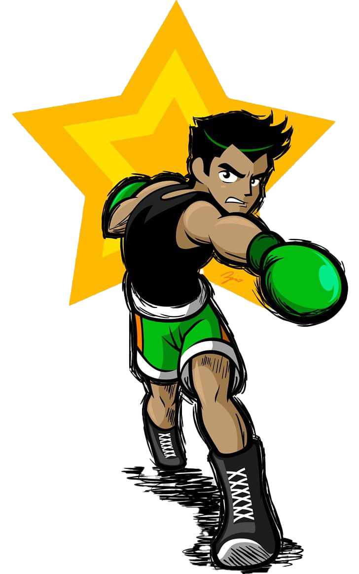 Animated Boxer Punching Star Background PNG Image