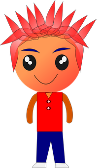 Animated Boywith Spiky Hair PNG Image