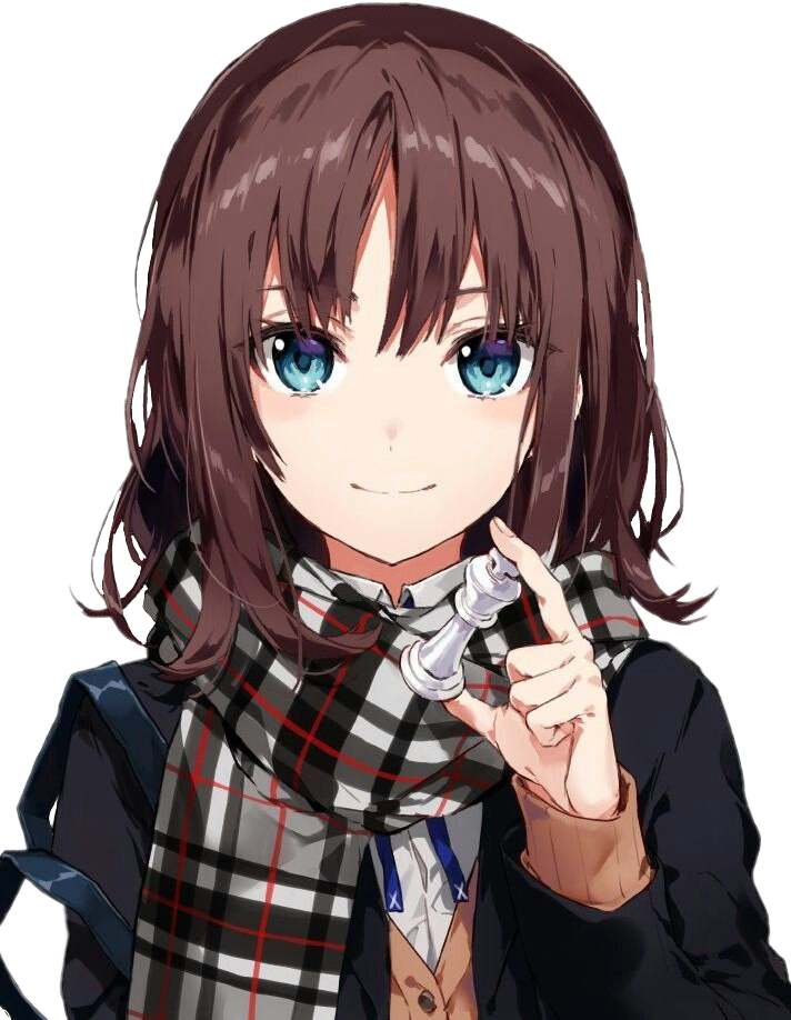 Animated Brown Haired Girl With Blue Eyes PNG Image