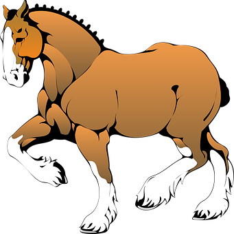 Animated Brown Horse Illustration PNG Image