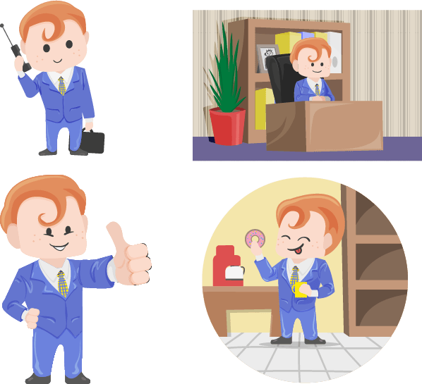 Animated Businessman Activities PNG Image