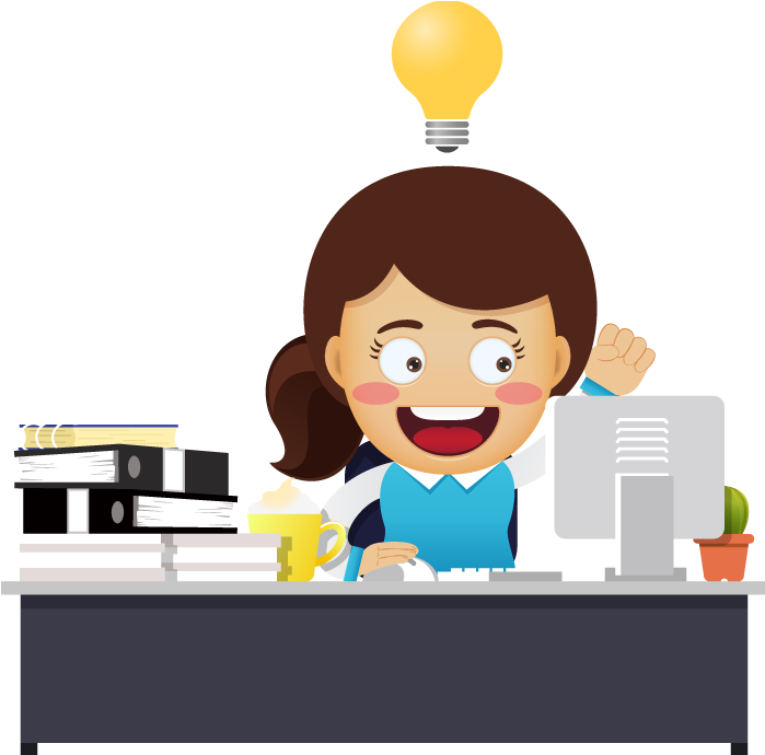 Animated Businesswoman Idea Epiphany PNG Image