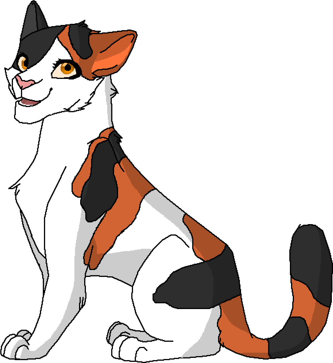 Animated Calico Cat Sitting PNG Image