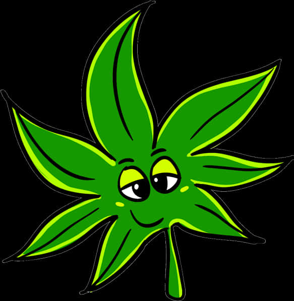 Animated Cannabis Leaf Character PNG Image