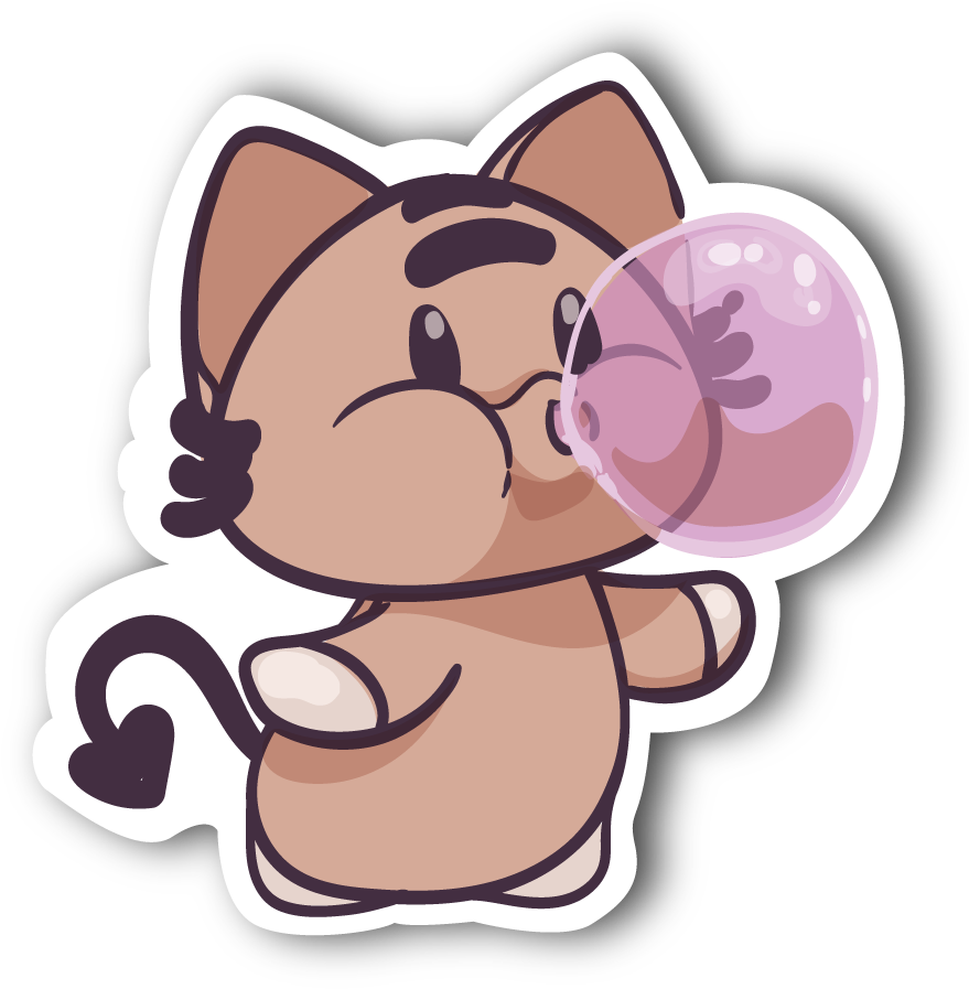 Animated Cat Blowing Bubble PNG Image