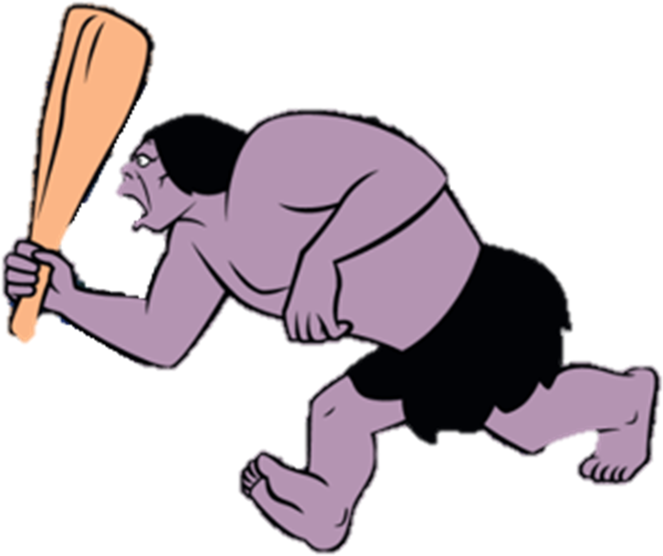 Animated Caveman Running With Club PNG Image