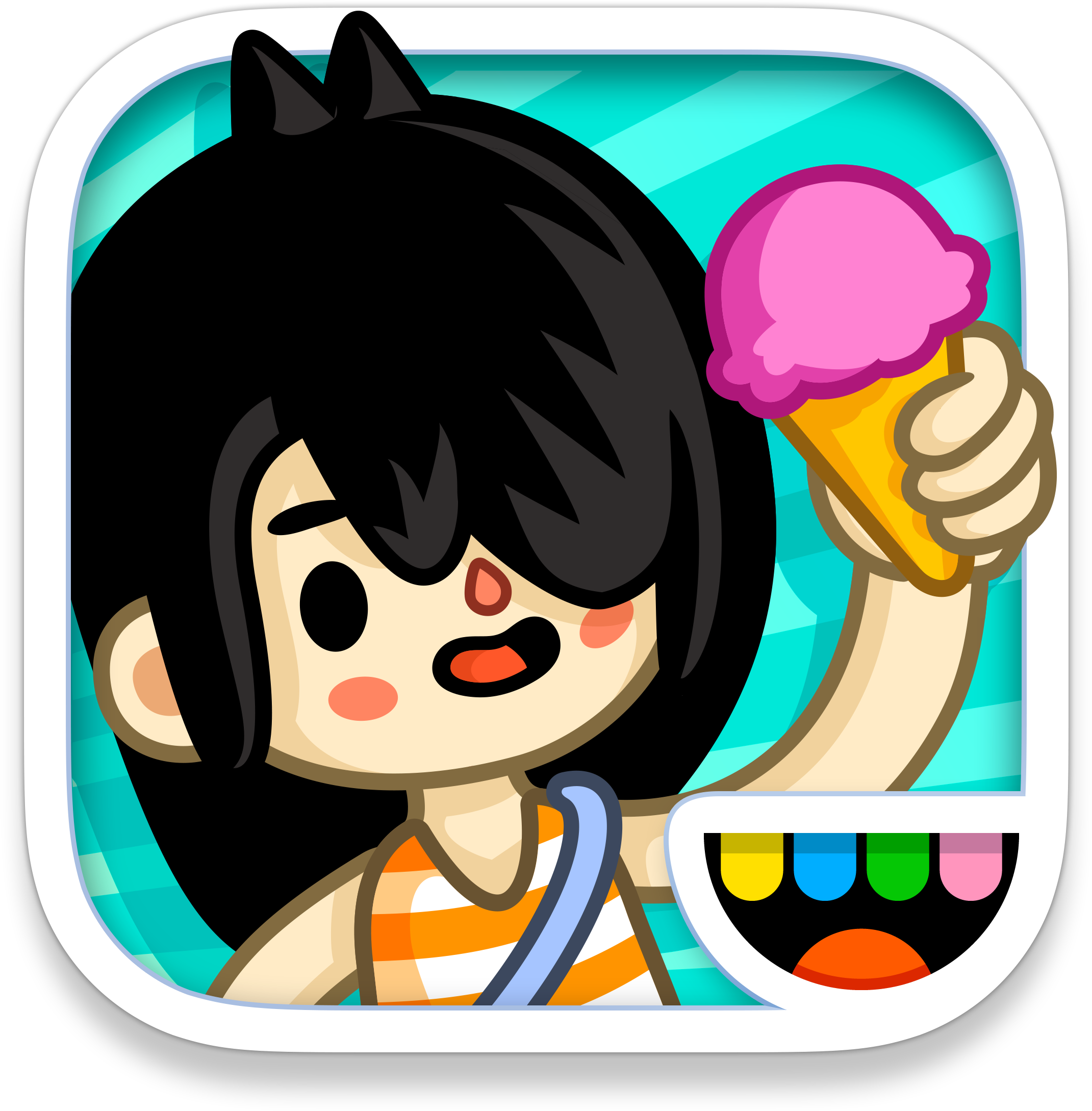 Animated Character Enjoying Ice Cream PNG Image