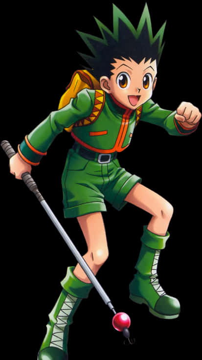 Animated Character Gon Freecss Running PNG Image