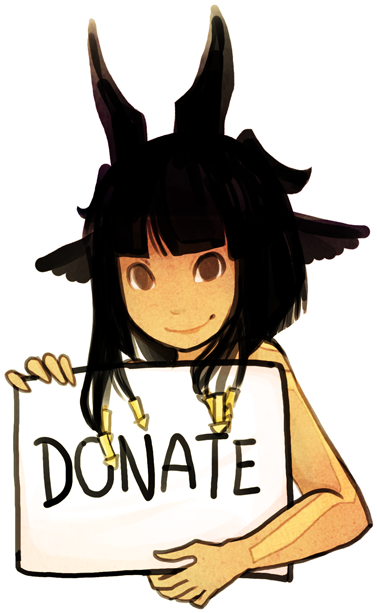 Animated Character Holding Donate Sign PNG Image