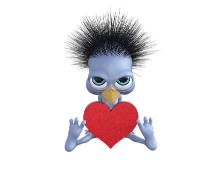 Animated Character Holding Heart PNG Image