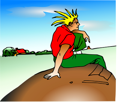 Animated Character Looking Into Distance PNG Image