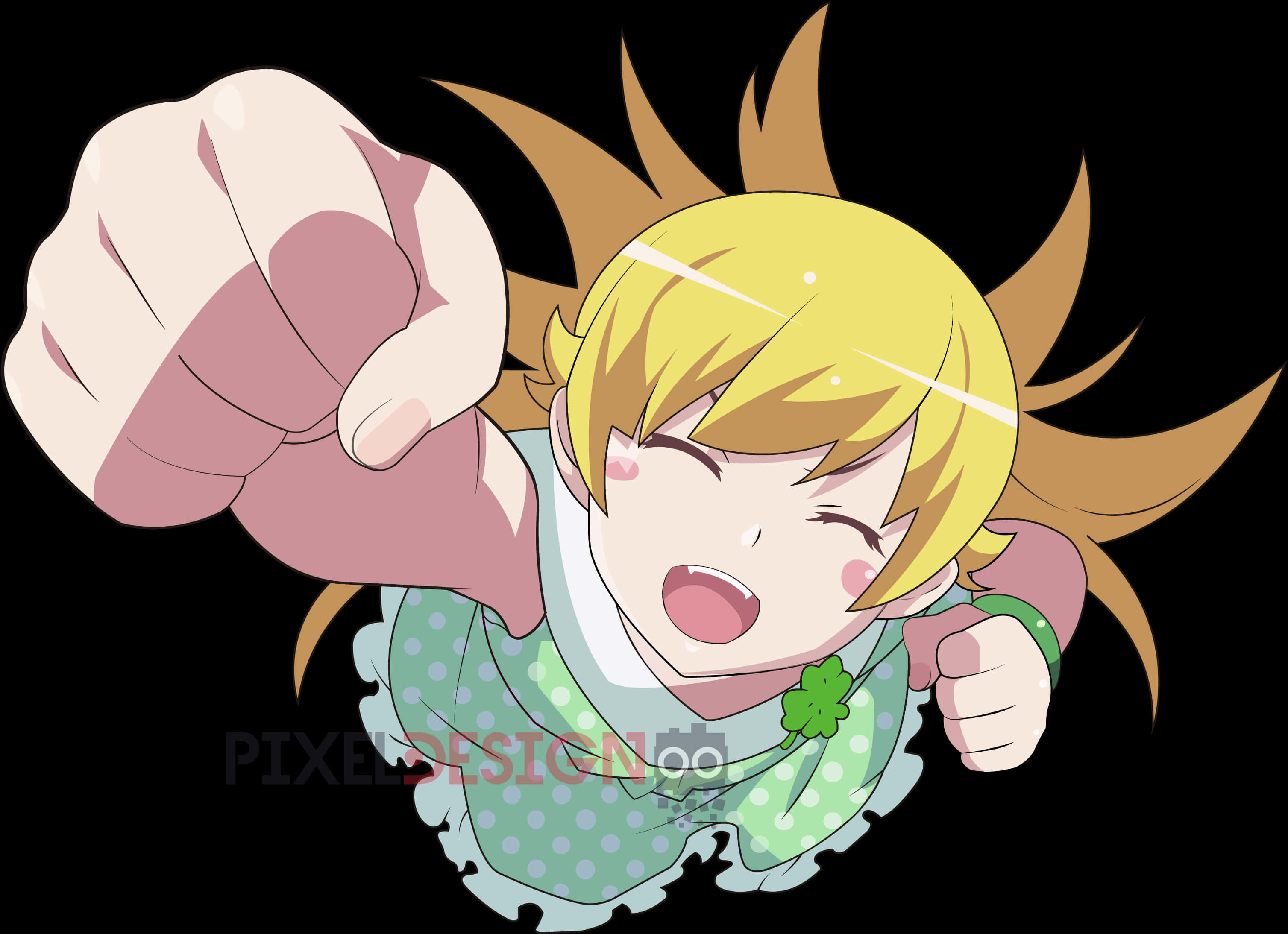 Animated Character Punching Forward PNG Image