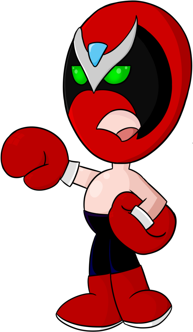 Animated Character Red Boxing Gloves PNG Image