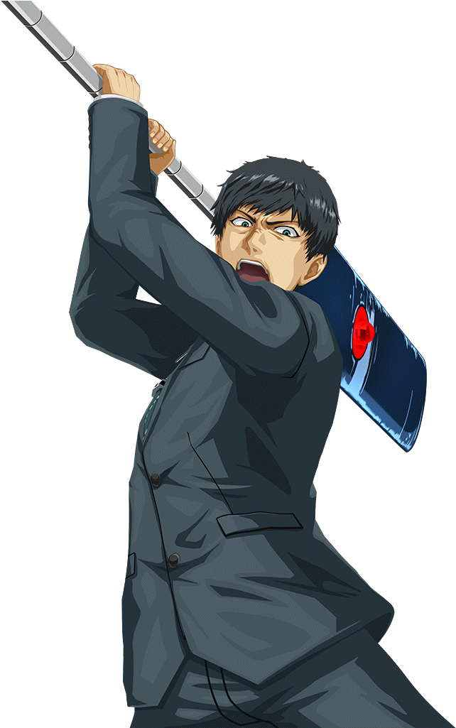 Animated Character Swinging Baton PNG Image