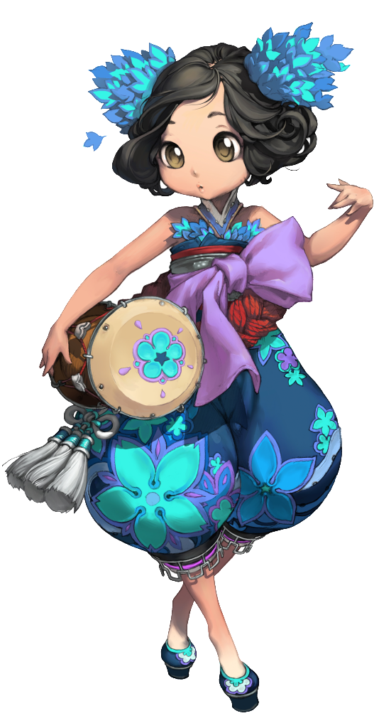 Animated Character Traditional Dress Tambourine PNG Image