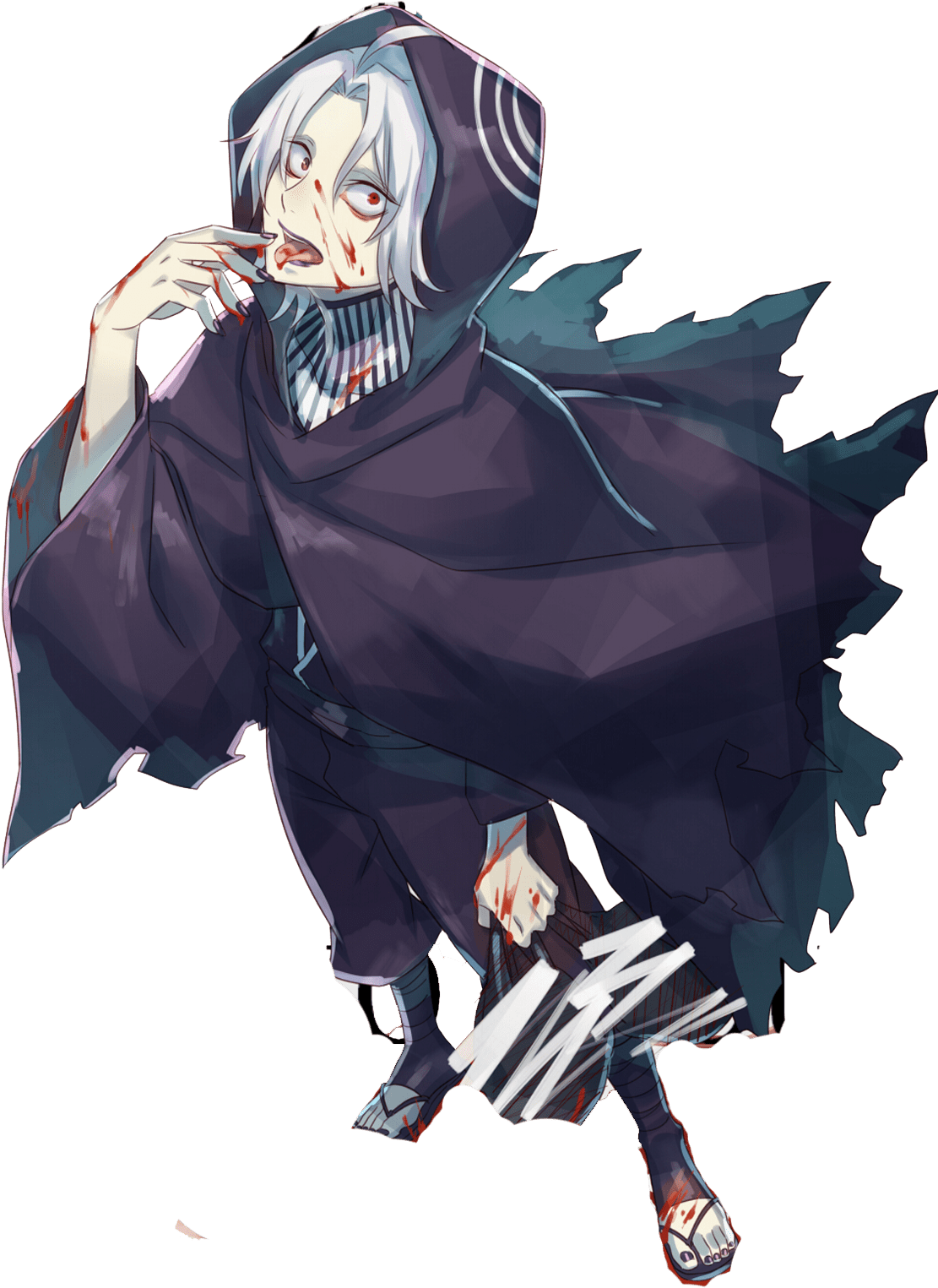 Animated Character With Blue Hairand Cloak PNG Image