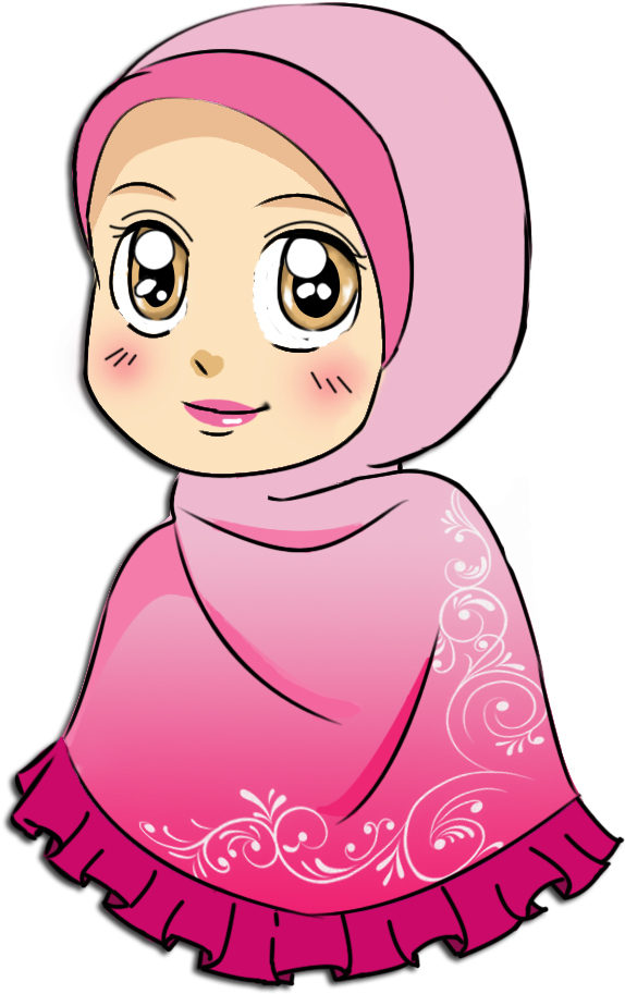 Animated Characterin Pink Hijab PNG Image