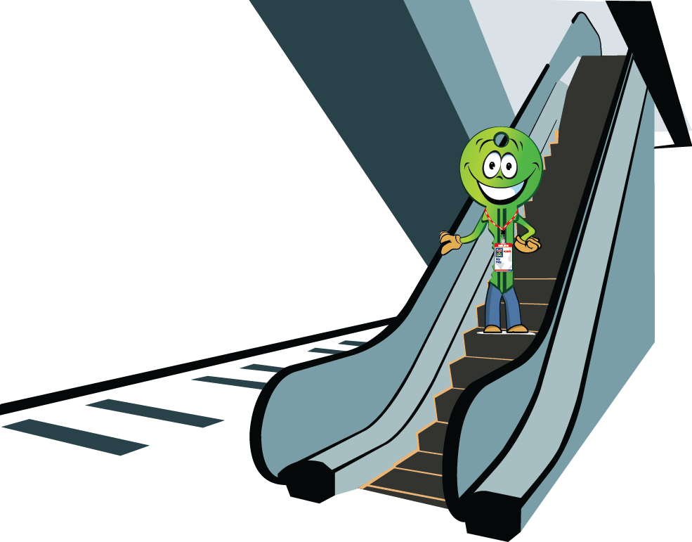 Animated Characteron Escalator PNG Image