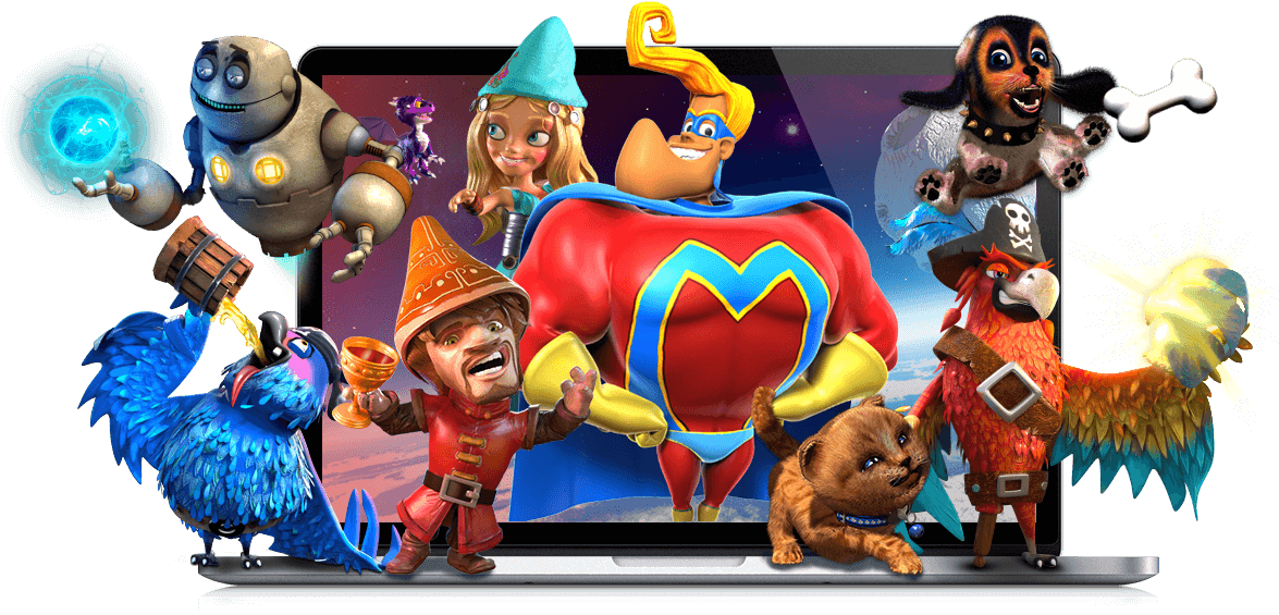 Animated Characters Online Slots Promotion PNG Image