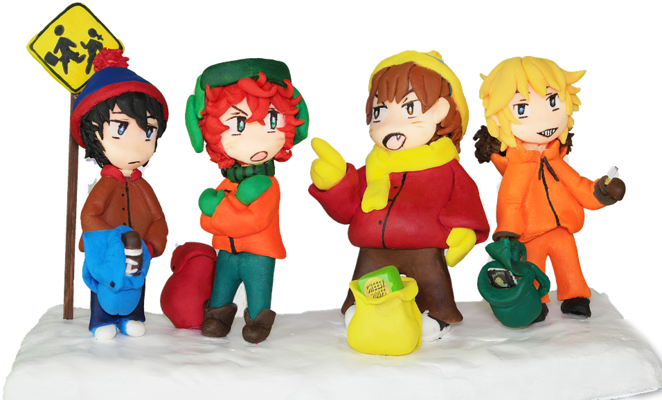 Animated Characters Winter Scene PNG Image