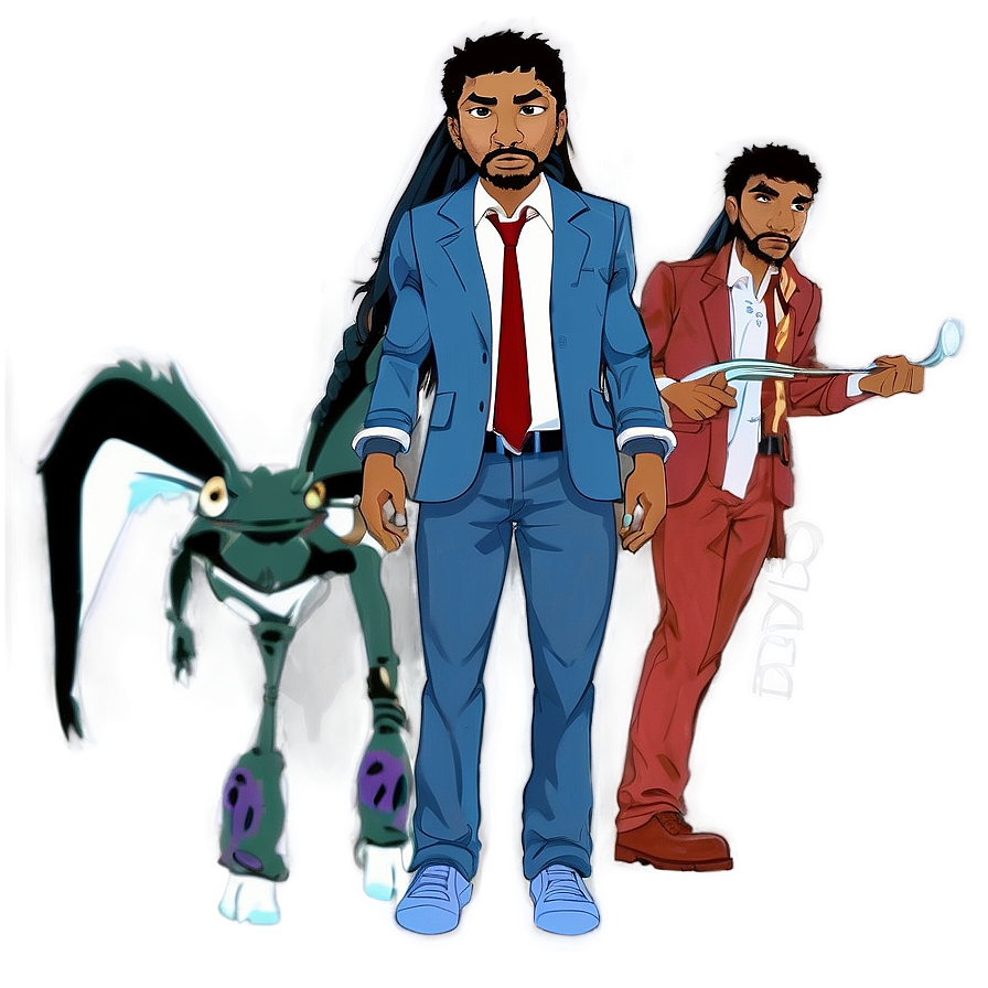 Animated Charactersin Suits PNG Image