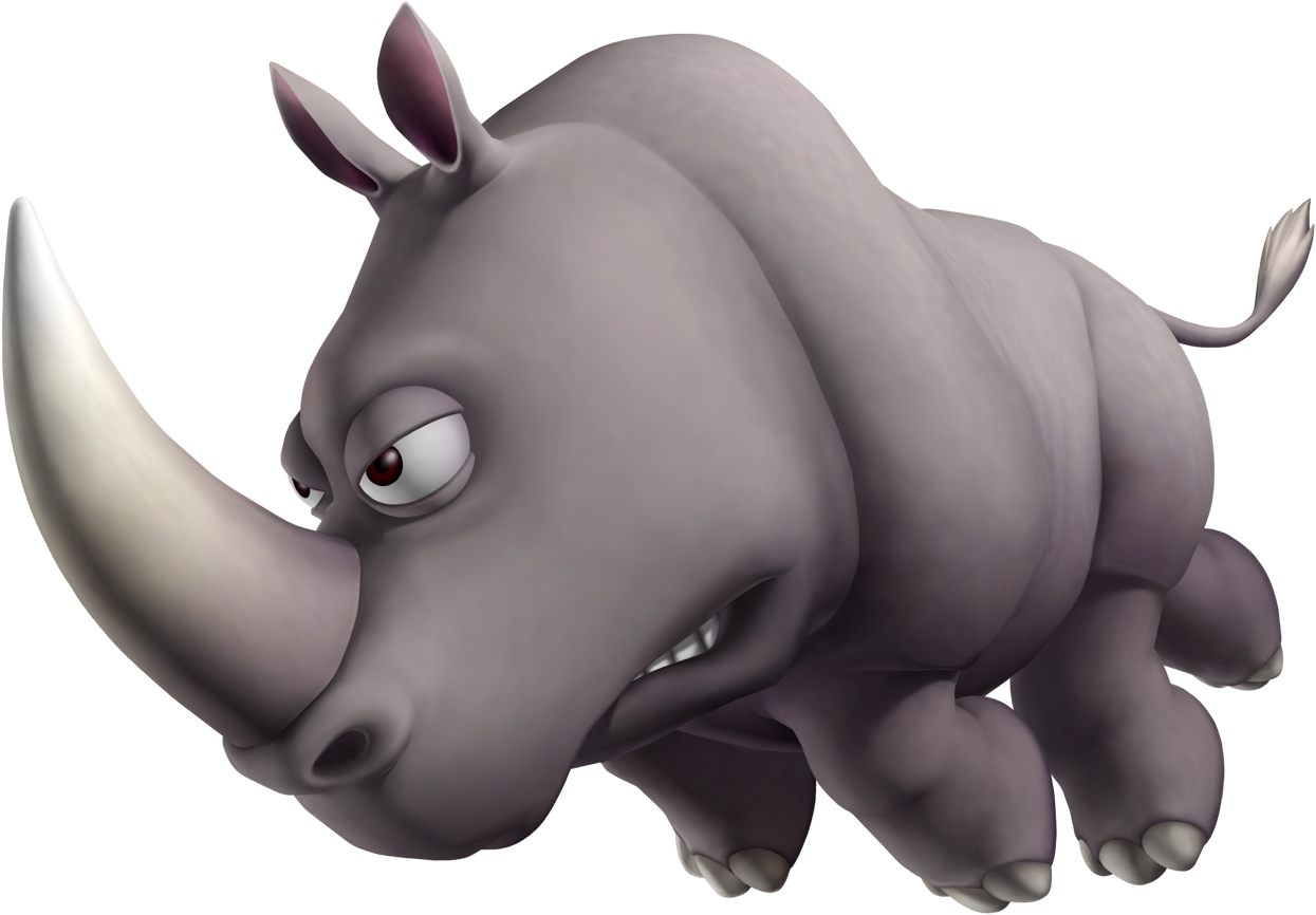 Animated Charging Rhinoceros PNG Image