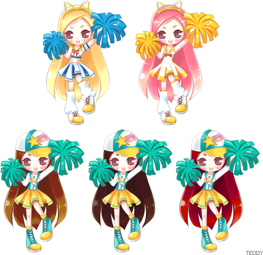 Animated Cheerleader Characters PNG Image