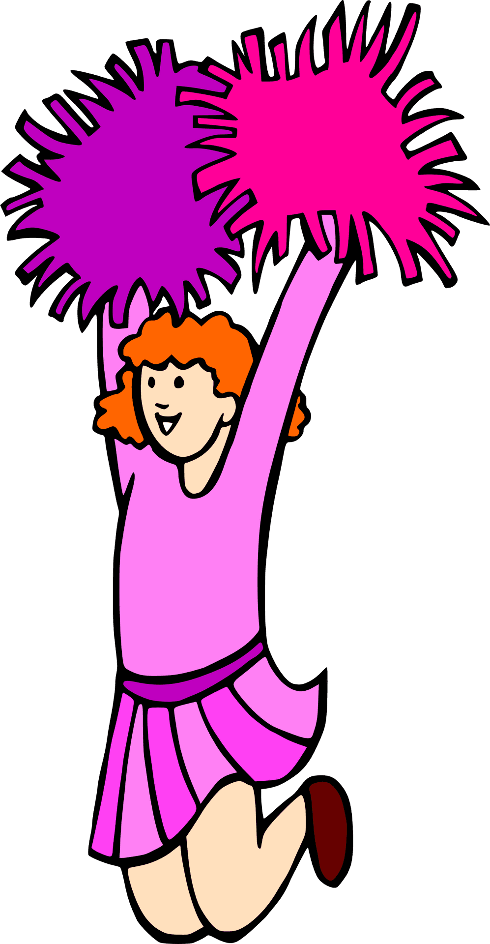 Animated Cheerleader Jumping With Pom Poms PNG Image