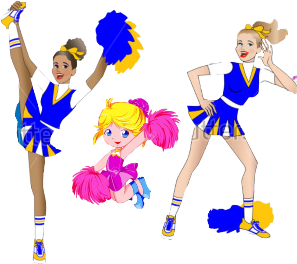 Animated Cheerleadersin Action PNG Image