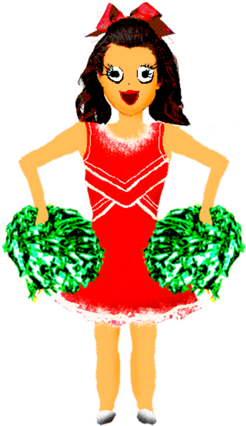 Animated Cheerleaderwith Pom Poms PNG Image