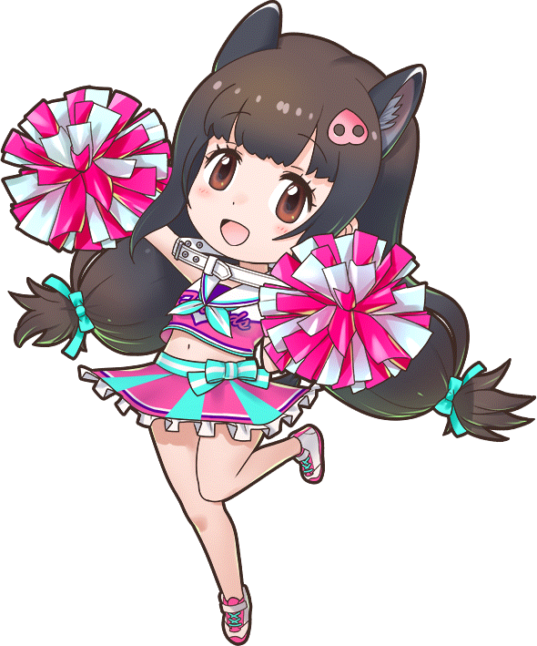 Animated Cheerleaderwith Pom Poms PNG Image