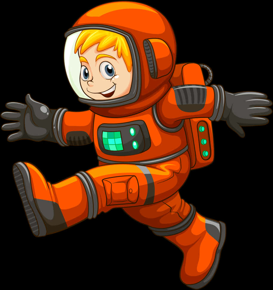 Animated Child Astronaut Floating PNG Image