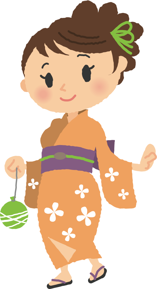 Animated Childin Orange Kimono PNG Image