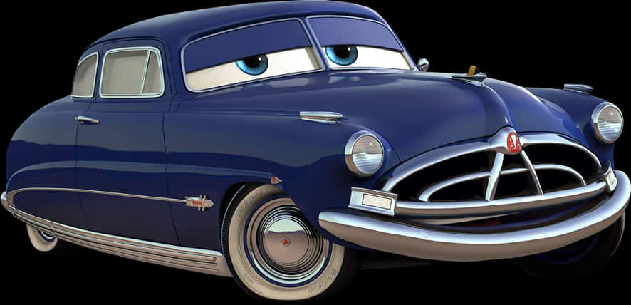 Animated Classic Car Character PNG Image