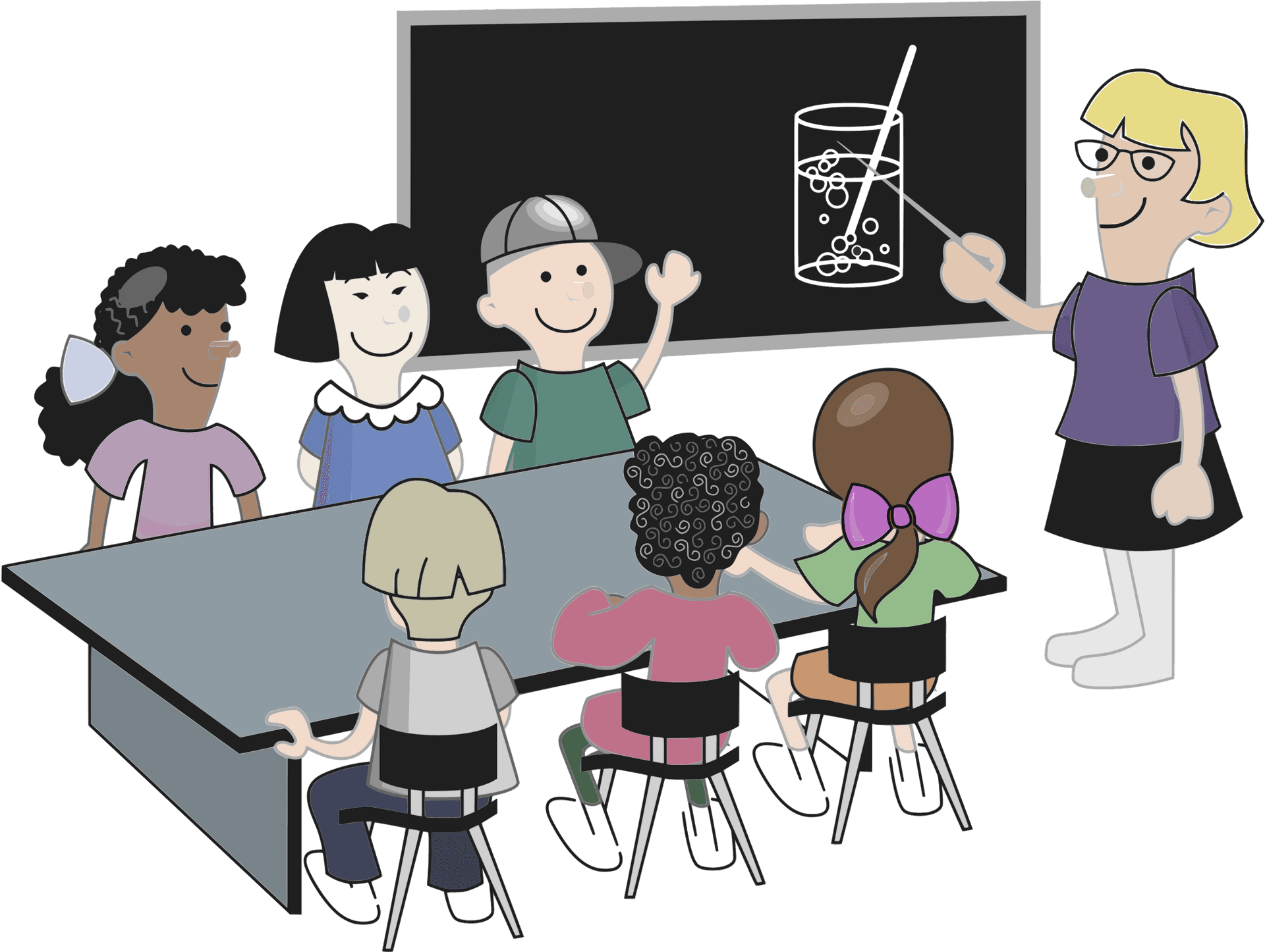 Animated Classroom Interaction PNG Image