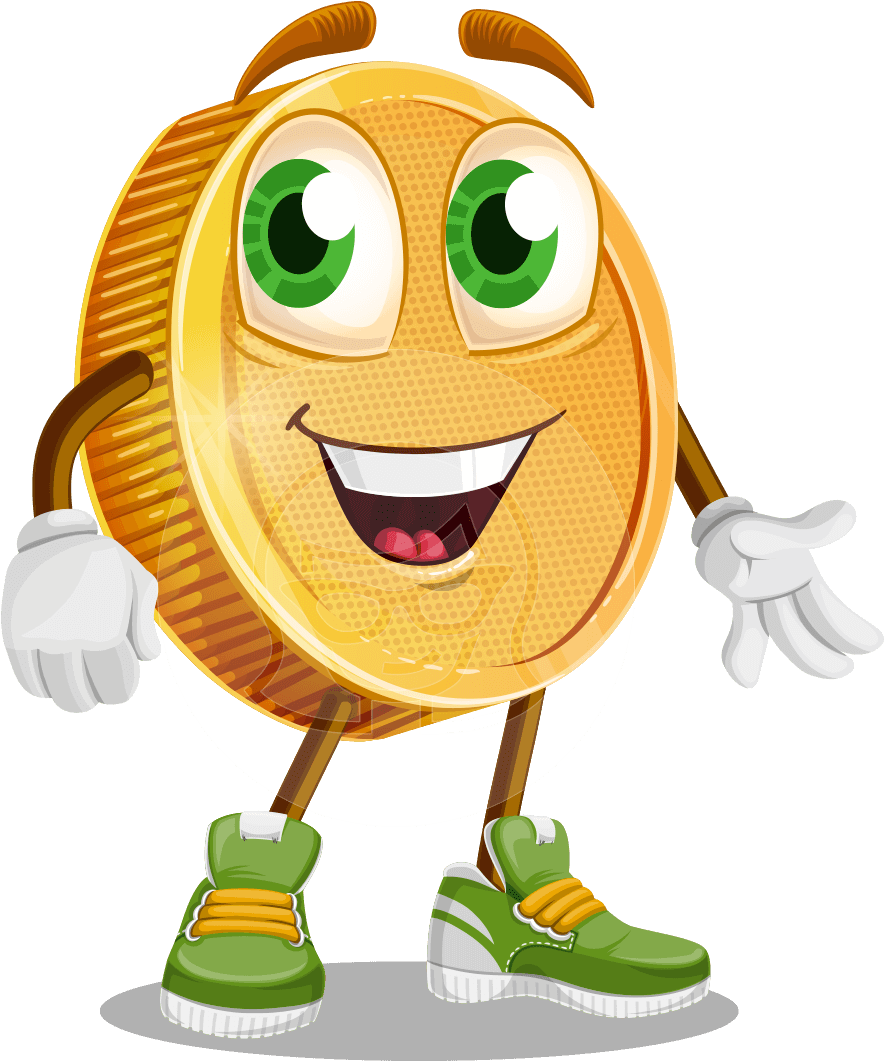 Animated Coin Character Smiling PNG Image