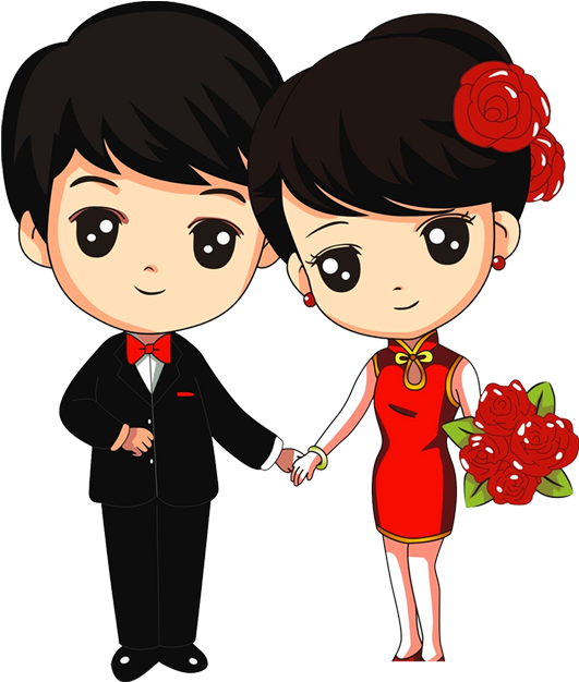 Animated Couplein Formal Attire PNG Image