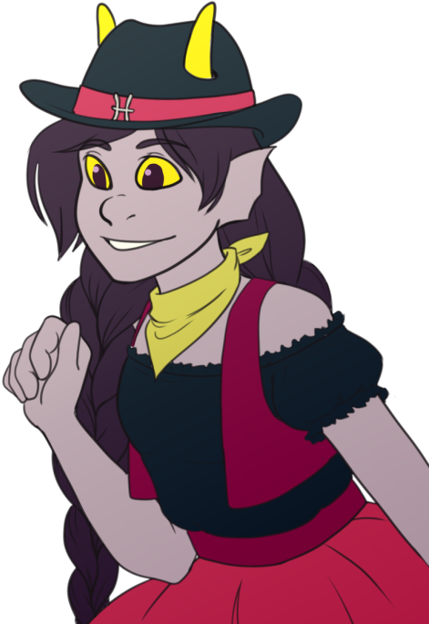 Animated Cowgirlwith Horned Hat PNG Image