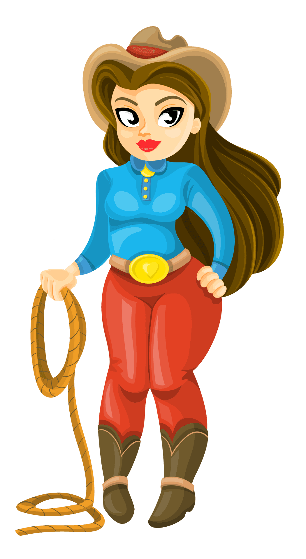 Animated Cowgirlwith Lasso PNG Image