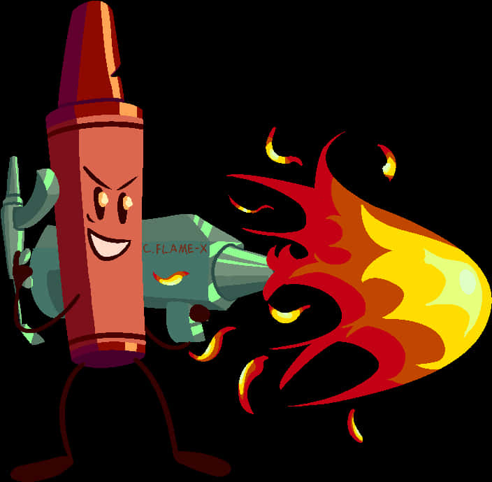 Animated Crayon Flamethrower PNG Image