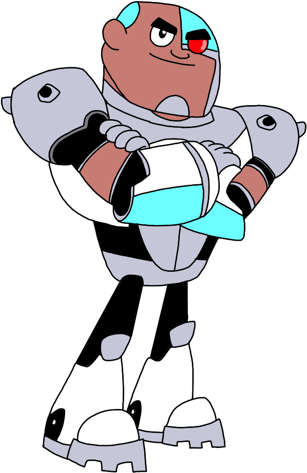 Animated Cyborg Crossed Arms PNG Image