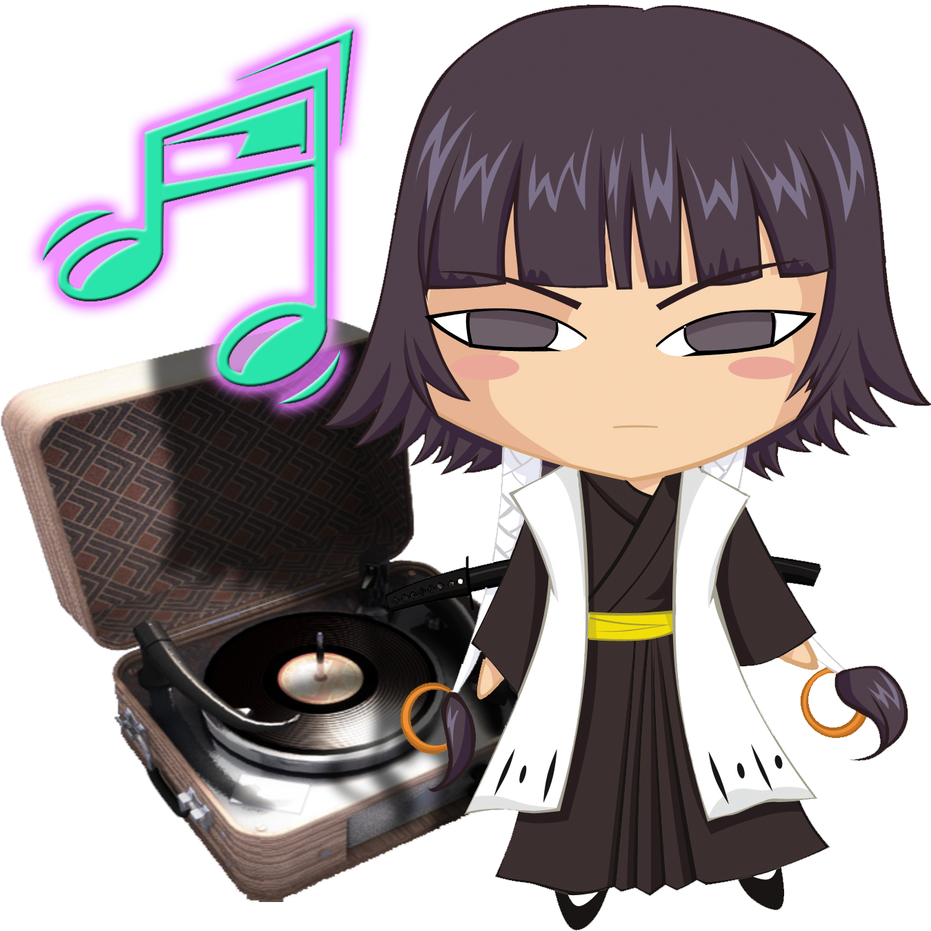 Animated D J Characterwith Vinyl Record Player PNG Image