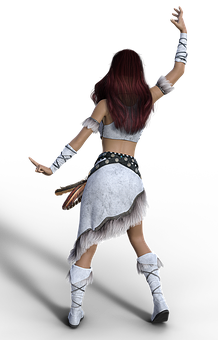 Animated Dancing Woman Fantasy Outfit PNG Image