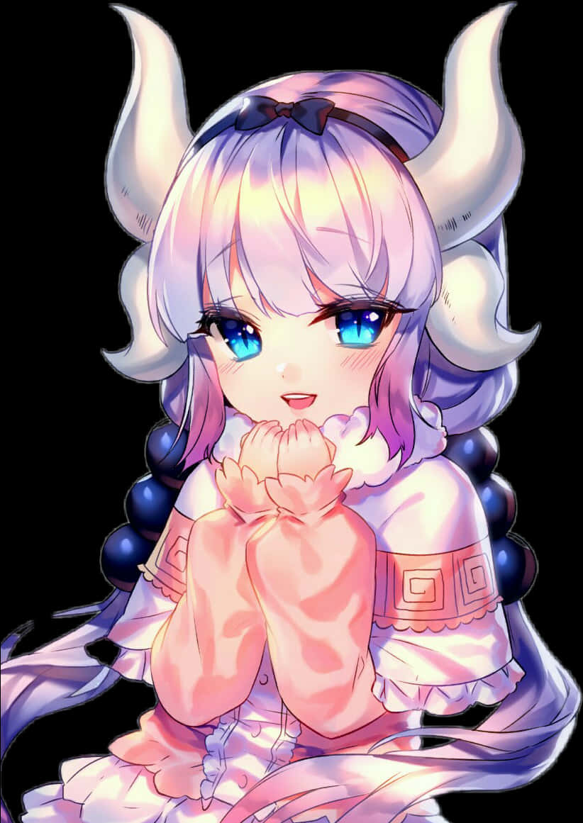 Animated Dragon Girl Smiling PNG Image