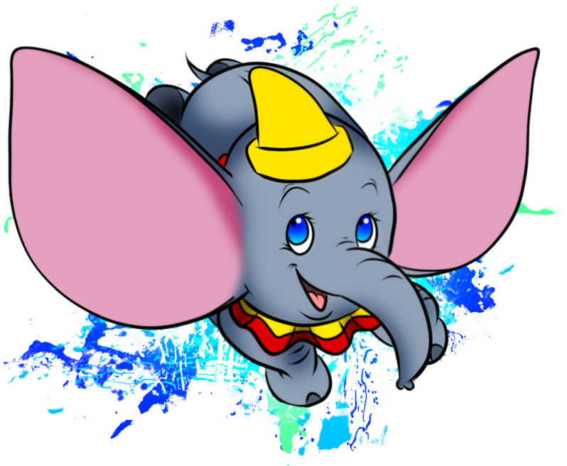 Animated Dumbo Elephant Flying Illustration PNG Image