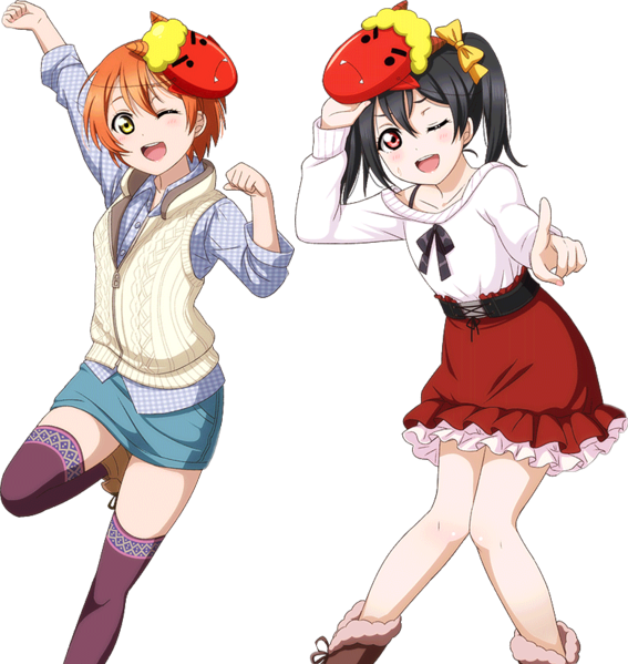 Animated Duo Dancing With Fruit Hats PNG Image