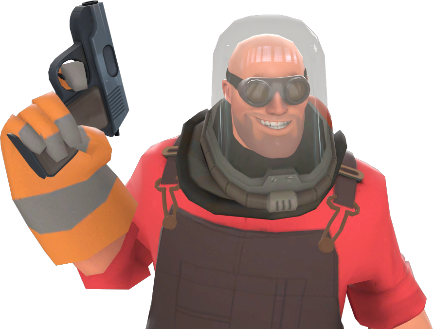 Animated Engineer Holding Wrenchand Gun PNG Image