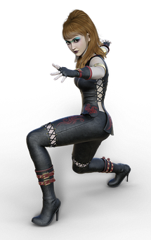 Animated Female Character Action Pose PNG Image