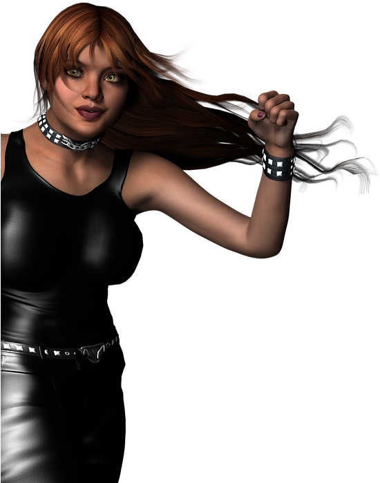 Animated Female Characterin Black Outfit PNG Image